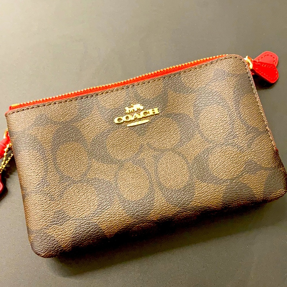 COACH double zip wristlet